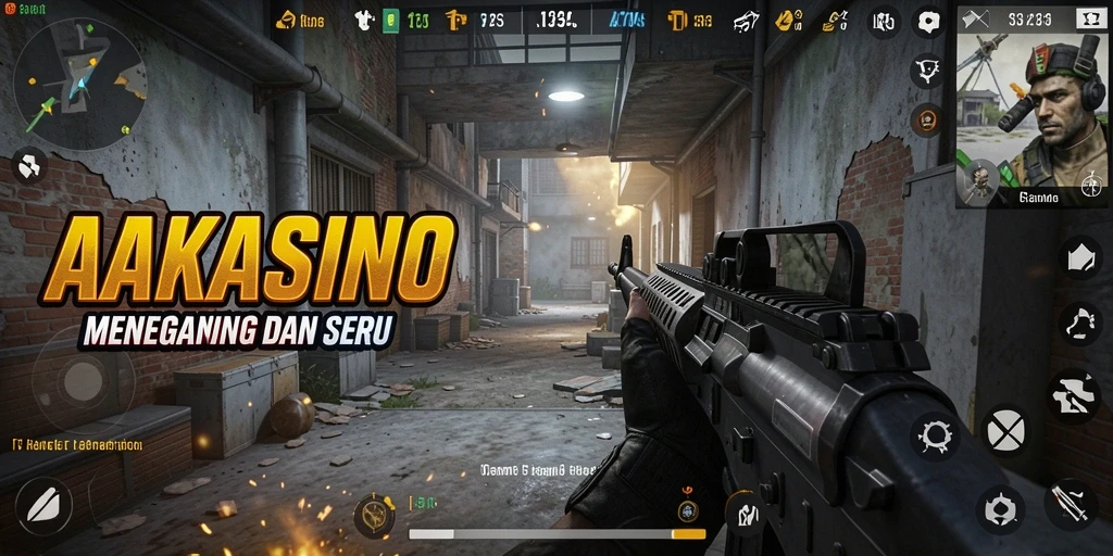 Tampilan aksi seru dalam game FPS AAKASINO.