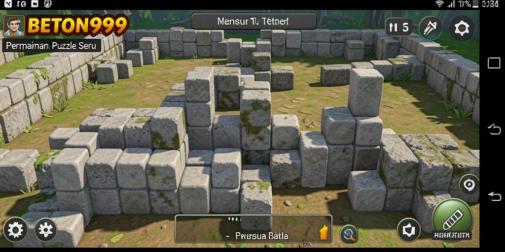 Screenshot gameplay BETON999 saat mencocokkan batu-batu warna-warni.