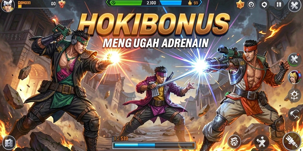Gameplay HOKIBONUS yang mendebarkan dengan pertarungan seru.