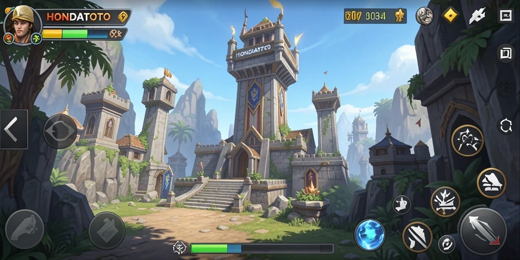 Tampilan gameplay menara pertahanan di HONDATOTO yang menegangkan.