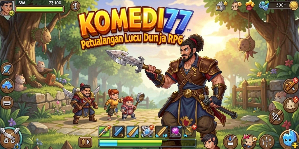 Tampilan gameplay lucu dan menghibur di KOMEDI77.