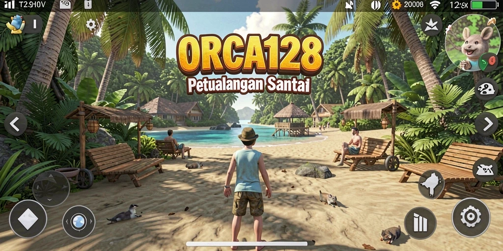 Tampilan gameplay ORCA128 yang ceria dan menyenangkan.