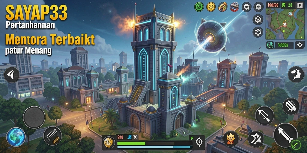Tampilan menara dan musuh dalam SAYAP33 yang menegangkan.