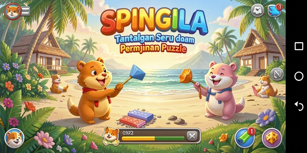 Tampilan gameplay SPINGILA dengan tantangan puzzle yang menarik.