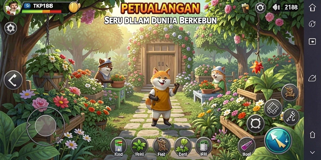 Gameplay menarik dalam TKP188 yang menunjukkan kebun yang indah.