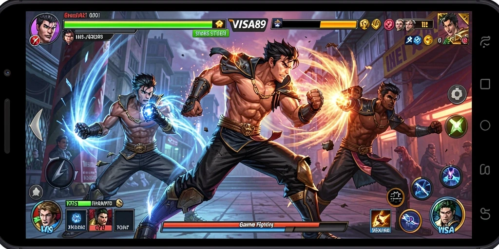 Gameplay VISA89 dengan pertarungan mendebarkan dan karakter unik.