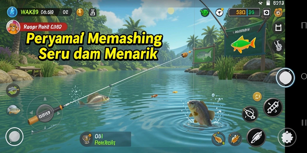 Tampilan gameplay seru saat menangkap ikan besar di WAK89.