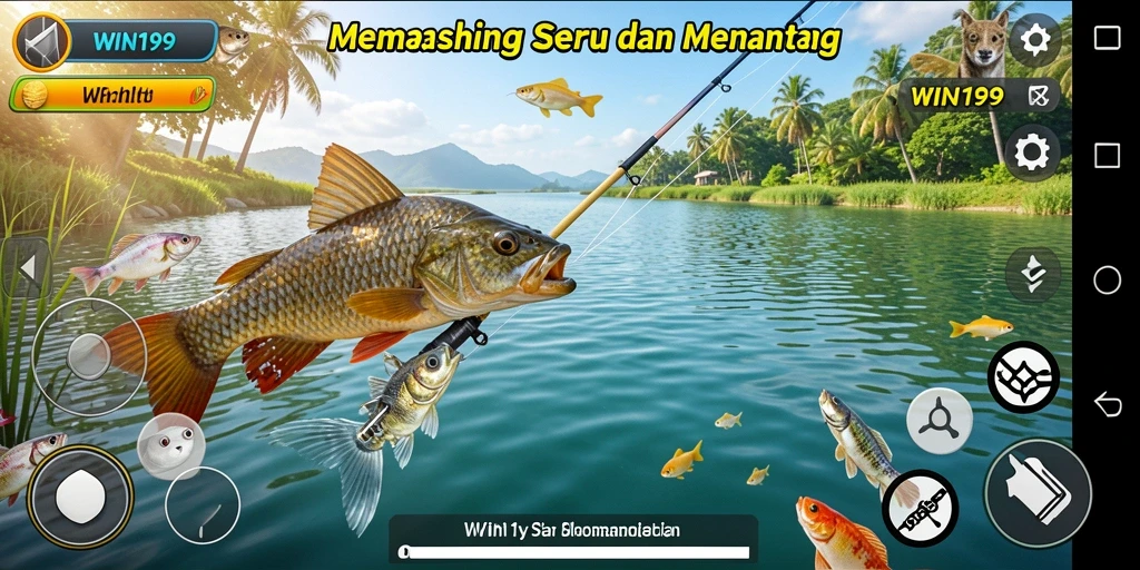 Tampilan gameplay nyata dari pengalaman memancing yang seru.